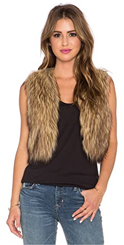 Gilet en Fausse Fourrure pour Femme Fille Court Manteau Sans Manche Cardigan en Peluche Veste Chaud pour Printemps Automne Hiver