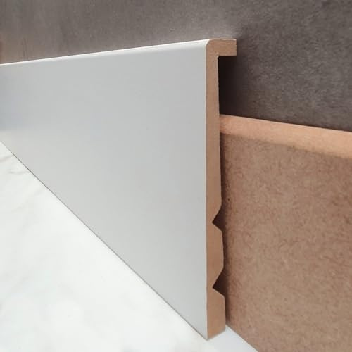 MadeInNature Surplinthe Bois Blanche Ajustable en MDF Prépeint, Plinthe de recouvrement Hauteur Ajustable & Longueur aux Choix, Fabrication Française – hauteur 13cm (10 ml)