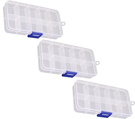 BELLIFFY Set 3 Scatole Trasparenti e Design Portatile 10 Scomparti in Plastica Struttura Robusta per Gioielli e Perline per Camera da Letto e Soggiorno