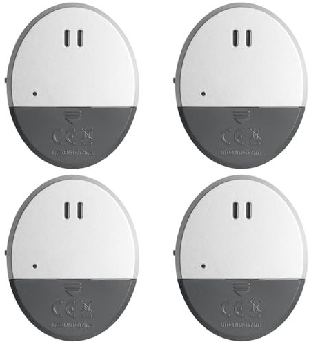 GAOUTO Alarme Pour Fenêtres Et Portes: Pack De 4, Alarme Ultra-Mince Pour Bris De Verre, Protection Antivol 130dB Avec Capteur De Vibration, Système De Sécurité Pour Maison, Bureau, Garage (Argent)