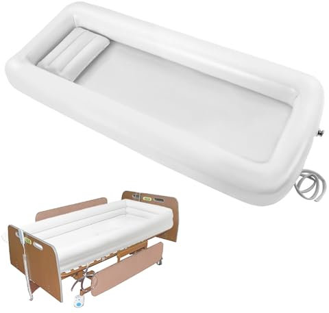 UEGFSIJRF Bañera Inflable de cabecera for Personas Mayores y con discapacidad. Sistema de Ducha con Almohada for el Lavado Corporal Completo en la Cama.