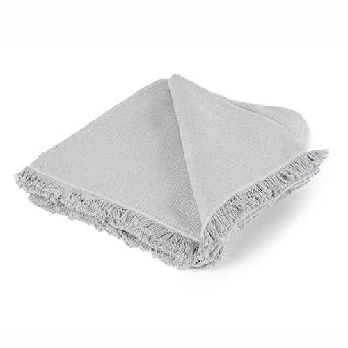 Pure Confort - Colcha Multiusos Modelo Essenza, Plaid para Sofá o Cama, Cubresofá, Cubrecama (Gris Claro, 140x190)