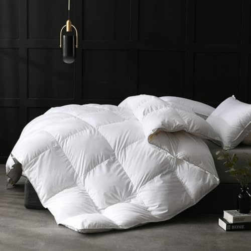 APSMILE Super King Feathers Down Fibers Duvet Insert - Ultra-Soft All Season Down Feather Fibers Comforter Hotel Collection Comforter, Fluffy Medium Warmth (120x120, White)