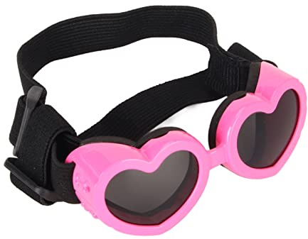 Tnfeeon Gafas de Sol Pequeños para Perros, Protección UV para Mascotas, Diseño de Forma de Corazón Ajustable, Comodidad Duradera, para Aventuras Al Aire Libre