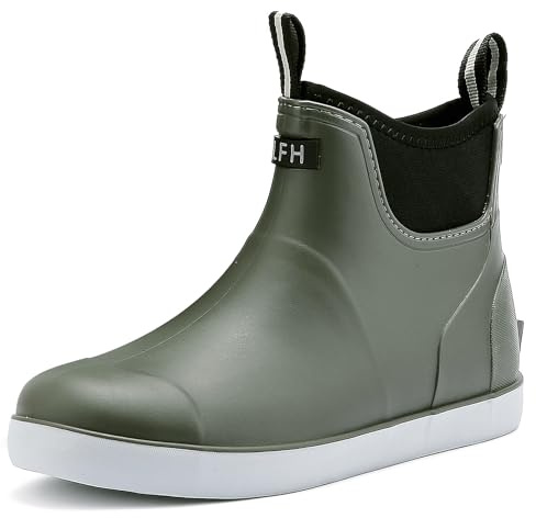 Jesindr Wellies Men Rubber Wellington Boots Mens, Waterproof Ankle Wellies Non-Slip Rain Boots for Fishing Walk Mud Garden Shoes Easier On and Off