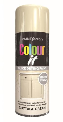 Nain's SPRAY GLOSS COTTAGE CREAM 400ML – Quick Dry All-Purpose Spray Paint for Metal, Wood, Plastic, Furniture, Interior & Exterior – High-Gloss Durable Finish