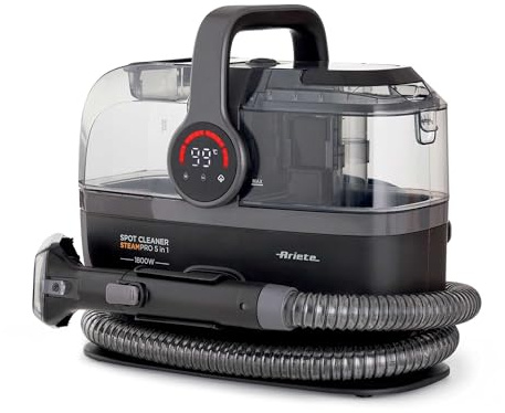 Ariete 2484 Spot Cleaner Steam PRO 5in1, Lavatappeti e pulitore a vapore, Elimina macchie da interni Auto, Divani, Moquette, Materassi, tappeti, 1800W, 3 modalità di pulizia, Elevata potenza aspirante