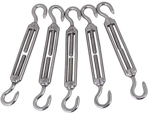 Eidoct 5 Pcs Stainless Steel 304 Turnbuckle Wire Rope Cable Tension (M5 Hook & Hook)