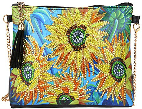 Diamond Painting Väska DIY Läder Crossbody Axelväska 5D Diamond Clutch Kuverthandväska för Hantverksälskare och Festkläder