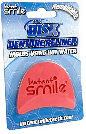 Instant Smile The Disk Denture Reliner, Relines Loose Fitting Dentures, Cushion Grip for Dentures, Molds and Softens in Hot Water, Non-Permanent and Removable, 1 Reliner