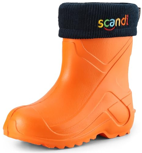 Ladeheid Barn Flick Pojkar lätt som en fjädere EVA Thermo Gummistövlar gefüttert LA-763 (Orange151c/Marinblå, 26 EU)