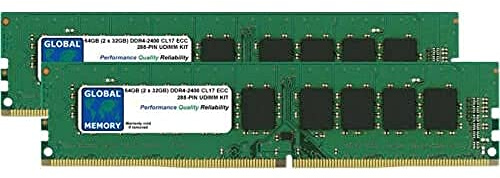 64GB (2 x 32GB) DDR4 2400MHz PC4-19200 288-PIN ECC DIMM (UDIMM) MEMORY RAM KIT COMPATIBLE WITH SERVERS/WORKSTATIONS/MOTHERBOARDS (*NOT FOR PCs*)