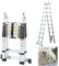 NAIMP 6.2M Extendable Aluminum Ladders, Folding Telescopic Extension (3.1M+3.1M) Tall Loft Ladder, Portable A-Frame 2x10 Steps Loft Ladders, Extension Ladder EN131 DIY Multi Purpose 330lbs/150kg