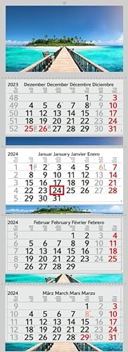 XXL Monatskalender 2026 Malediven Trauminsel mit 3/4 Monate Foto Kalender Strand Motiv Meer Wandkalender ohne Werbung Fotokalender Bürokalender Motivkalender Mehrblockkalender (4 Monatskalender P)