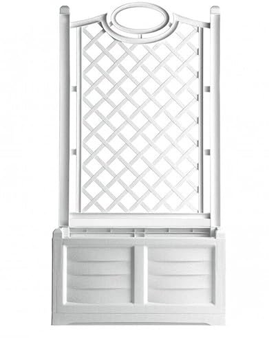 Pannello Grigliato con Fioriera in Resina Varie Finiture 42,5 x 80 x 150 cm - Colore Principale: Bianco Optional: Senza Vaso Interno