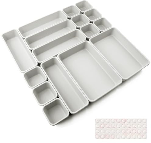 Cajones con 16 unidades, sistema de separación de especias, organizador de cajón, organizador de baño, juego de cajas con bola antideslizante de silicona Hemnes, cómoda, utensilios de cocina