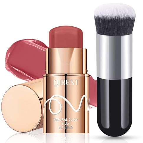 Creme Blush Stick, 3-in-1 Multi Blusher Stick für Wangen Lippen Augen, Leichtes Rouge Beauty Wand, Langanhaltend Waterproof Cream Blush mit Pinsel, Gesicht Rouge für Frauen Natürlichen Look