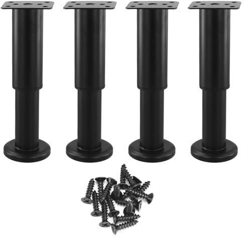 QWORK® 4 pieces adjustable furniture feet set 12cm-18cm, cold-rolled steel, including screws, for TV cabinet, cabinet, sofa, load capacity 200 kg