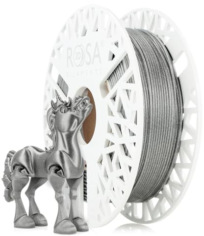ROSA3D PLA Glitzer Filament 1.75 mm für 3D Drucker, Brillant Silber Spule 0,5 kg