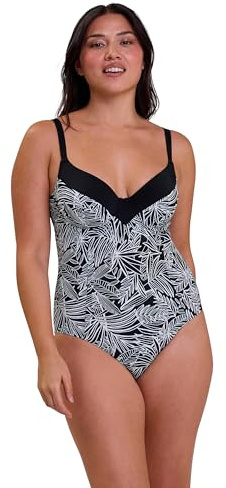 Sans Complexe - Modèle Seychelles - Maillot de Bain Une pièce - Femme - 100C - Imprimé Palmier Graphique