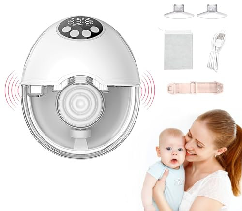 Milchpumpe Elektrisch Tragbar, 210ML Elektrische Milchpumpe Freihändig 4 Modi 12 Stufen Geräuscharm Elektrische Milchpumpe mit LED-Display, mit 21/24 mm komfortabler Flansch (Weiß)