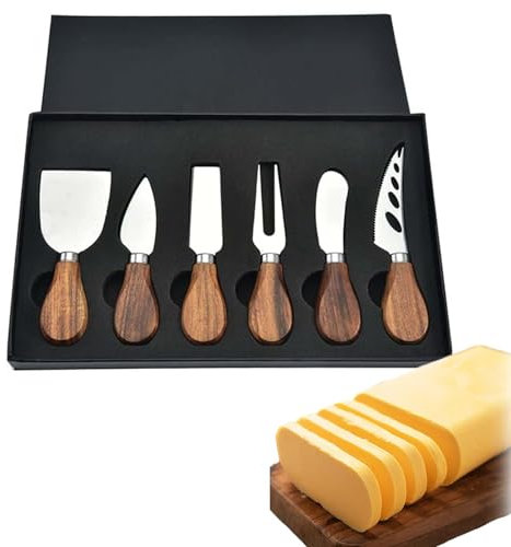 Set di 6 coltelli da formaggio,mini coltelli da formaggio,Coltelli da Formaggi in Acciaio inox,Adatto per formaggi a pasta molle, torte, marmellate, insalate, pizza (con confezione regalo)