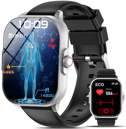 YYKY Gesundheitsuhr Smartwatch Damen Herren,2.01”𝐄𝐊𝐆+𝐇𝐑𝐕/ΒΙυtzυcker 𝐁𝐥𝐮𝐭𝐝𝐫𝐮𝐜𝐤 Annehmen/Anruf tätigen ΑpΝOE-ErKEΝΝuΝG 𝐒𝐩𝐎𝟐 Wetter Herzfrequenz Schlaf Fitnessuhr Sportuhr Android iOS
