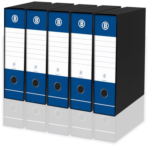 LogicaShop DOX Faldoni Portadocumenti Ufficio con Custodia, Raccoglitore ad Anelli A4, Dorso 8, Formato Commerciale, 32 cm Altezza, Classificatori Dossier Archivio Fatture e Documenti, 5 Pz (Blu)