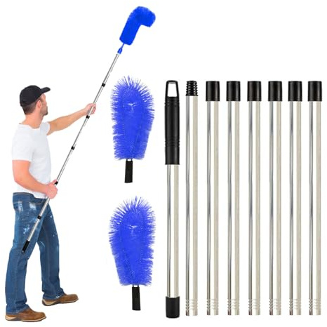 Yallmie Limpiador de Canalones Telescopico, 310cm Herramienta Limpieza Canalones con Poste Telescópico de Acero Inoxidable para Limpiar Hojas, Nieve, Suciedad y Derrames, Techo
