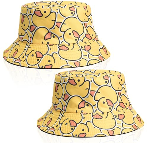 SAIIURV 2 Piezas Gorro Pescador, Sombrero del Pescador Reversible, Sombreros de Pescador a la para El Sol Plegable Al Aire Libre, Unisex Bucket Hat (FR/ES, Letras, Talla única, Amarillo)