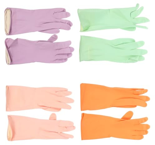 HOLIDYOYO Robuste Spülhandschuhe 4er-pack Wiederverwendbare Küchenhandschuhe Größe Zum Reinigen Von Geschirr Und Zur Handhabung Von Lebensmitteln