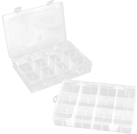 TONGIHS 2 Pcs Bead Storage Box,for Collecting Small Items,Transparent | 12 compartments,Plastic,Durable,Transparent,Portable,with adjustable dividers,for Bedrooms,Kitchens,Living rooms