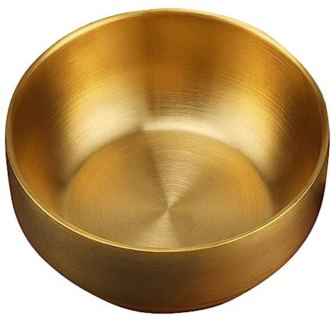 GALPADA Bol En Acier Inoxydable 304 Bol Coréen 10,5 Cm Double Couche Multifonction Pour Soupe Préparation Cuisson La Cuisine Vaisselle Couleur Dorée
