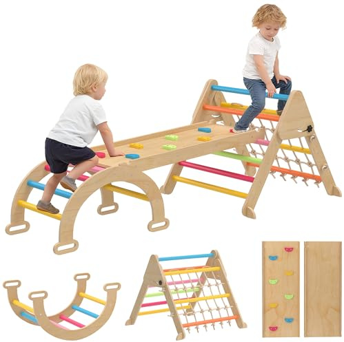 AIYAPLAY 8-in-1 Climbing Frame for Toddlers Ages 1.5-4 Years Multicoloured