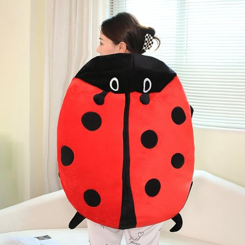 Fesjoy Cuscino Gigante a Forma di Coccinella, Caldo Peluche Rimovibile Indossabile da 60 Cm/23 Pollici Antistress per Bambini e Adulti (60 centimetri)