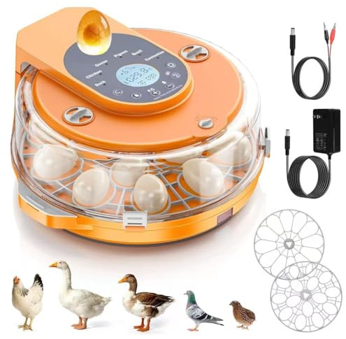 GQMBL Incubadora Automática para 15 Huevos, Modelo Mejorado con Volteo Automático, Control de Humedad y Temperatura, y Luz de Mira para Patos, Gallinas, Gansos, Palomas y Codornices