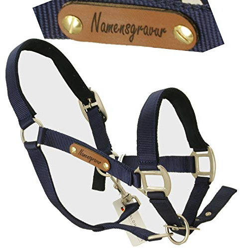 WALDHAUSEN AWA Halfter Satin blau - mit Namensschild - 2fach verstellbar, unterlegt (SH)