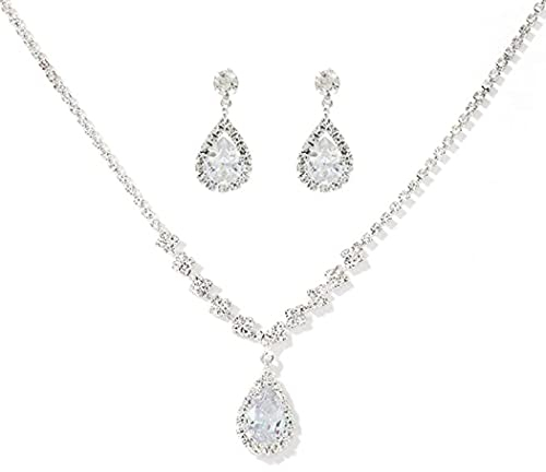 Ushiny Brautschmuck Set Silber Strass Collier Schmuckset Hochzeit für Damen
