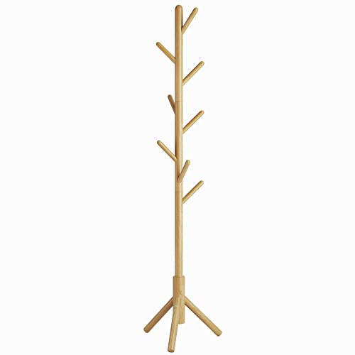 YMYNY Perchero de Madera, Arbol de Pasillo de Pie con 8 Ganchos, Perchero de Pasillo para Sombrero, Soporte para Bolso, Paraguas, Ropa, Bufandas, Tamaños Ajustables, Natural HD-HRF-1193