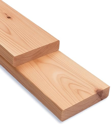 Gartenwelt Riegelsberger Lames de terrasse massives en mélèze européen - 45 x 142 mm - Longueur : 110 cm - En bois de construction lisse sur les 4 côtés
