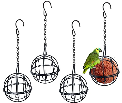 Ksvaye 4 Piezas Comedero para Pájaros, Comederos de Bolas de Grasa de Metal, Comedero Pájaros Bolas de Grasa Colgantes para Pinzón Gorrión, Petirrojo, Pájaros Salvajes