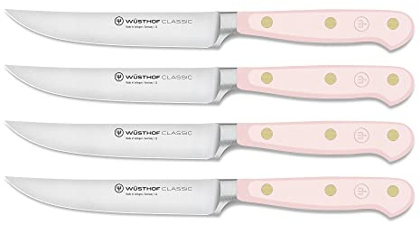 WÜSTHOF Classic juego de cuchillos bistec con 4 cuchillos 12 cm, Pink Himalayan Salt (rosa)