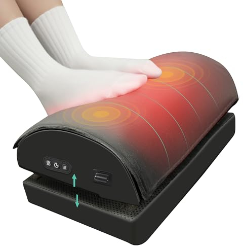 Snailax Fußstütze Schreibtisch mit Wärme, Fußauflagen unter dem Schreibtisch mit Vibrationsmassage, Fußhocker Fußkissen Footrest mit doppel-einstellbare Höhe, Fußwärmer ergonomischer Home Büro