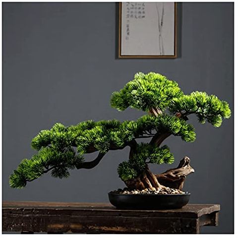 FUYAO Künstlicher Bonsai-Baum, 43,2 cm, künstlicher Bonsai-Kiefer, realistische künstliche Pflanzendekoration, Topfpflanzen, künstliche Zimmerpflanzen, für Desktop-Display