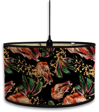 Morbuy Lampenschirm für Tischlampe Bambus, Vintage Druck Tischlampenschirm Stoffschirm Lampe Stehlampenschirme für Stehlampe Deckenleuchte Pendelleuchte Wandleuchte Deko (grüne Blätter)