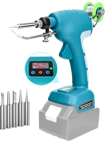 Kit de fer à souder sans fil pour Makita - 75 W - LED numérique portable - Pistolet à souder avec 5 pointes - Fonctionne sur batterie - Pour réparation de soudure à fil DIY (batterie non incluse)
