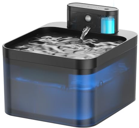 Fuente inalámbrica para Gatos, VinDox 2.2L Detector de Movimiento, Pilas 2600 mAh, Bomba silenciosa, Filtro de carbón Activo, 3 filtros de Repuesto + 3 esponjas