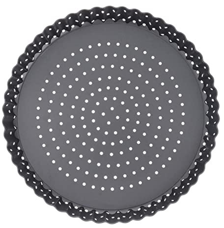 DECHOUS Non-Stick Perforated Pizza Tart Pan 8 Inch Medium Baking Tray with Removable Bottom, Round Quiche Tool for Oven Use and Home Baking