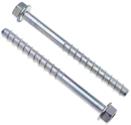 M10 Perno de anclaje para hormigón, tornillo autorroscante rosca gruesa, cabeza hexagonal, acero galvanizado (12.5 mm x 90 mm) Fijación metálica para ladrillo, piedra y hormigón (10 uds.)
