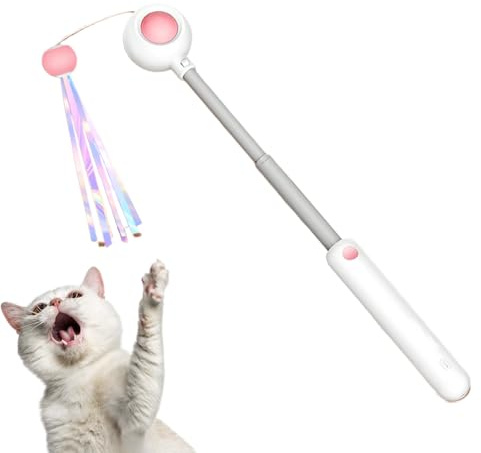 Federspielzeug für Katzen | verspielter Stab für Katzen, Teleskopstange, spielerisch für Übung, Spiel drinnen und draußen, Wohnung, Wohnzimmer, Haus, Reise
